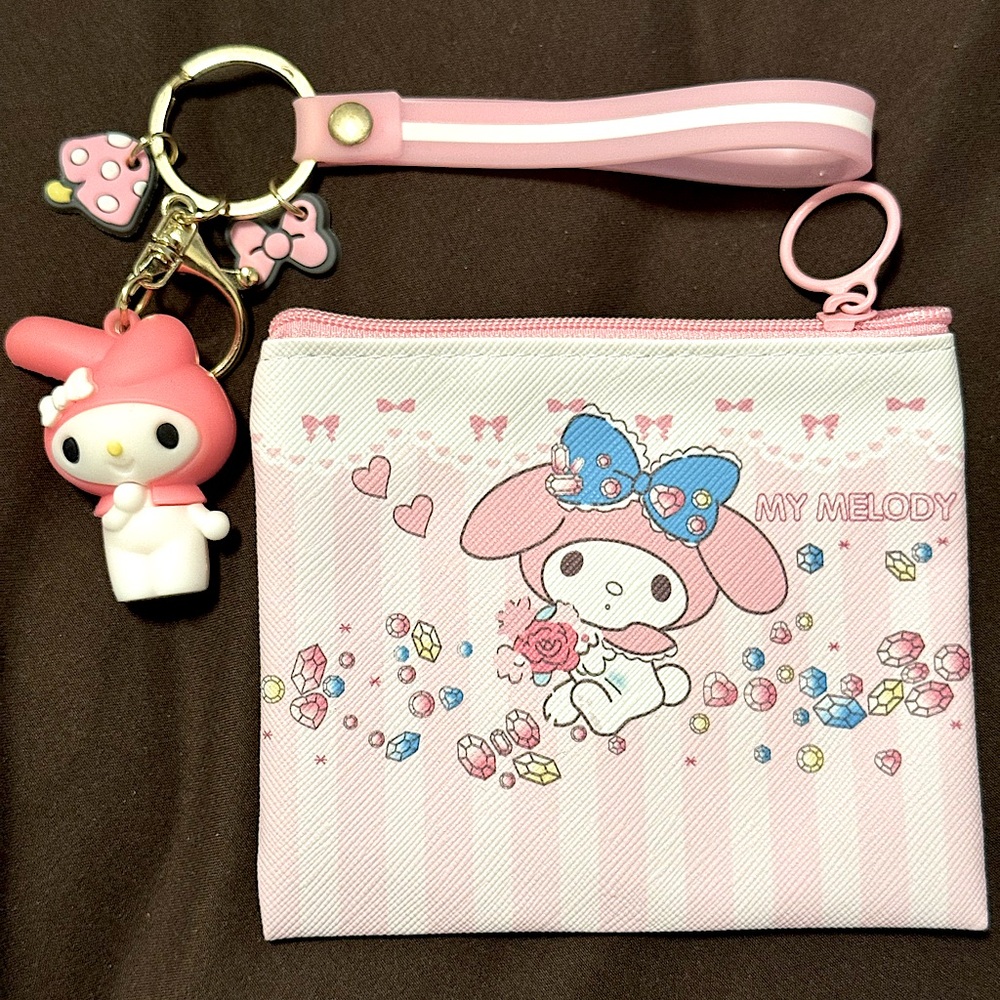 💖 New Sanrio My Melody Coin Purse & Key Chain Set